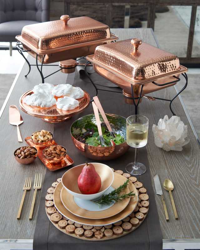 Copper Tray w/ Three Bowls